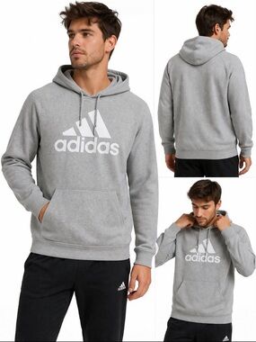Adidas Gray Hoodie with Kangaroo Pocket — Size M